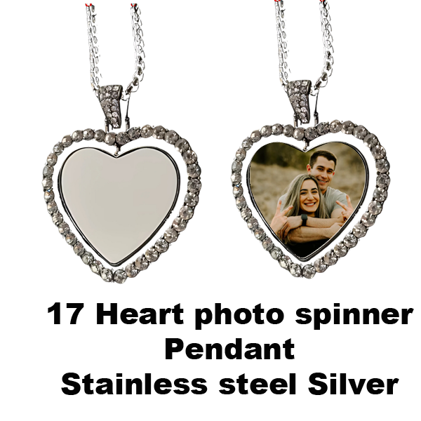 Heart Photo Spinner Pendants